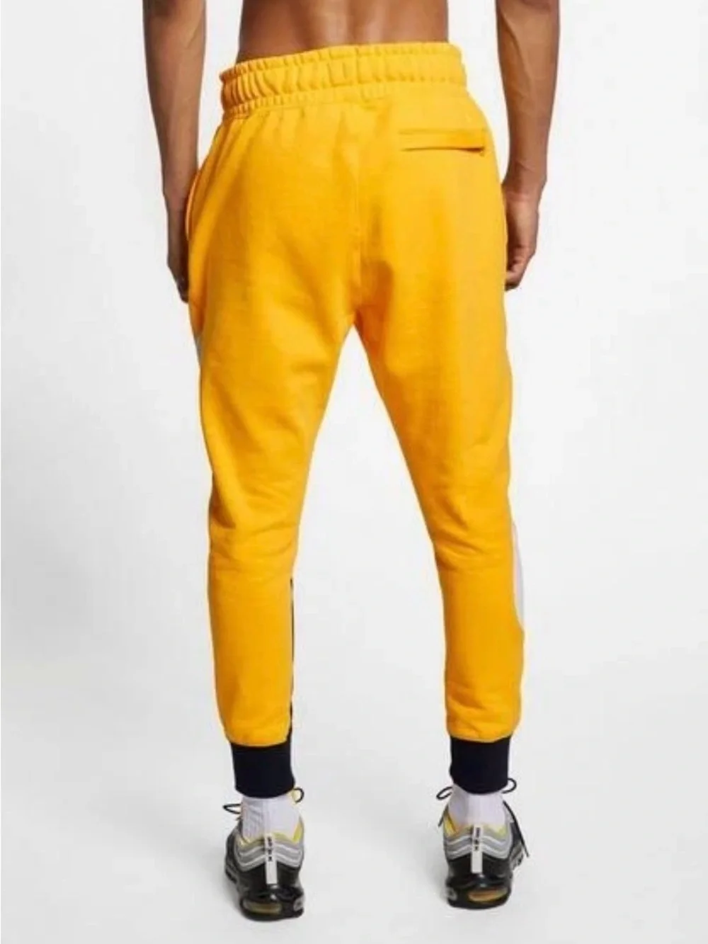 Nike EUC Sweat Pants Navy Yellow Colorblock Design L